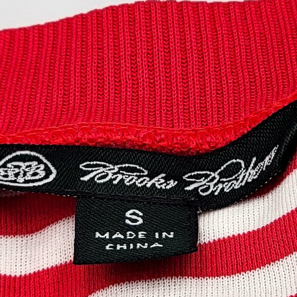 Red & White Striped 3/4 Sleeve Tunic Top With Notch Collar Size S - Picture 7 of 16